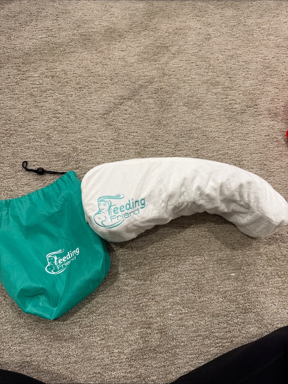 Feeding Friend Nursing Pillow with Teal Storage Bag